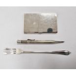 Samuel Mordan Everpoint propelling pencil, patent no.307227, a silver-coloured metal card case,