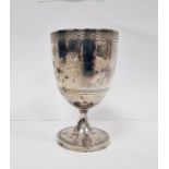 Victorian silver goblet, with engraved foliate decoration throughout, with gilt interior, raised