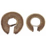 Two early 20th century African fighting bracelets, possibly Turkhana, each of circular form with