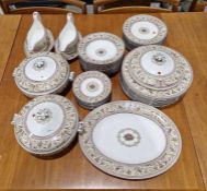 Wedgwood 'Florentine' pattern bone china part dinner service, printed and moulded with border of