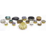 Assortment of trinket and pill boxes, of varying sizes and designs, including stone set, enamel