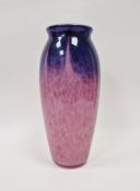 Monart cased glass vase with mottled purple and red colourway, raised pontil, height 30cm