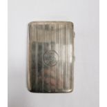 1940's silver cigar case initialled 'EB', line engraved, Birmingham 1942, makers Charles S & Green &