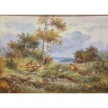 E Paela-Carig(?)  Oil on board Pheasants in highland landscape, signed indistinctly lower right,