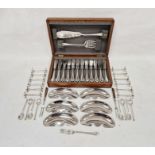 Plated ware to include knife rests, assorted teaspoons, cased canteen of fish servers and eaters and