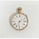 9K gold cased repeater pocket watch, the enamel dial with Roman numerals denoting hours, caseback