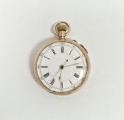 9K gold cased repeater pocket watch, the enamel dial with Roman numerals denoting hours, caseback