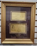 Bank of England £5 and 10 shilling 99.9 pure gold banknotes, limited edition no.841/1000, framed and