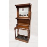 20th century oak hall stand with mirror back