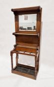 20th century oak hall stand with mirror back