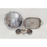 Quantity of assorted silver plated and other metalwares, to include two wine bottle coasters, Oneida