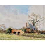 Robert Hughes (1934-2010) Two miniature paintings of traditional British landscapes, titled 'By a