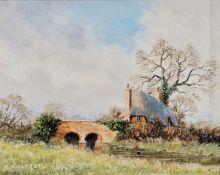 Robert Hughes (1934-2010) Two miniature paintings of traditional British landscapes, titled 'By a