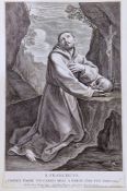 Cornelis Bloemaert (1603-1684) after Guido Reni (1575-1642) Engraving Saint Francis of Assisi in the