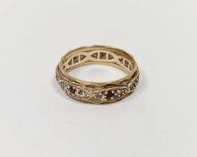 9ct gold ruby and diamond full eternity ring, 4g approx.