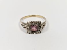 Early 20th century 9ct gold, silver and paste set ring,1.8g total approx.
