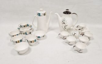 Royal Doulton 'Bamboo' pattern part tea service printed with stylised bamboo, comprising a teapot