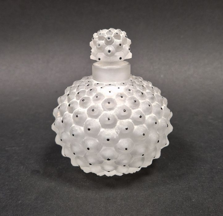 LOT WITHDRAWN- Lalique 'Cactus' scent bottle with stopper, frosted glass with black enamel dots,