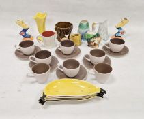 Poole pottery brown glazed part tea and coffee service comprising six teacups, two coffee cups and