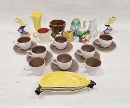 Poole pottery brown glazed part tea and coffee service comprising six teacups, two coffee cups and
