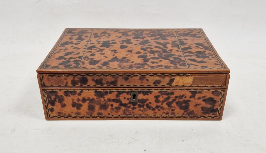 Early 20th century tortoiseshell veneer wooden box, of rectangular form, with inlaid marquetry - Image 2 of 18