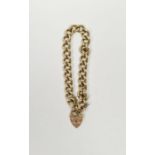 9ct gold chain bracelet with 9ct gold heart-shaped padlock clasp, 31.8g