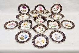 An English porcelain part dessert service, circa 1820, probably Ridgway, pattern no.375, each