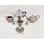 Pewter cruet set, silver-plated teapot, milk jug and other items (1 box)