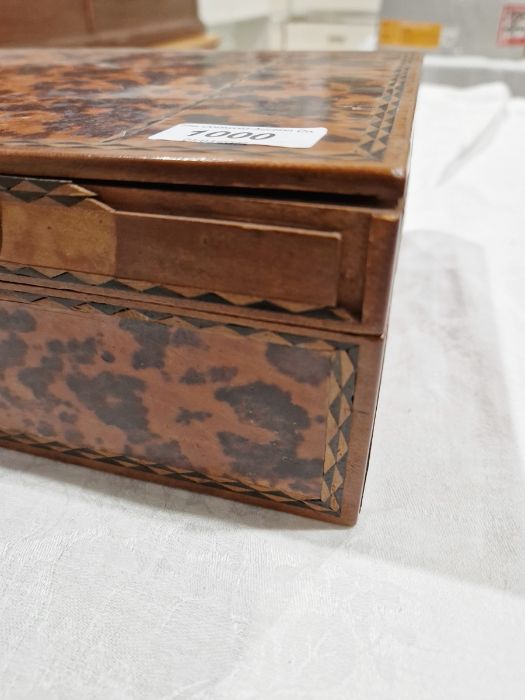 Early 20th century tortoiseshell veneer wooden box, of rectangular form, with inlaid marquetry - Image 7 of 18