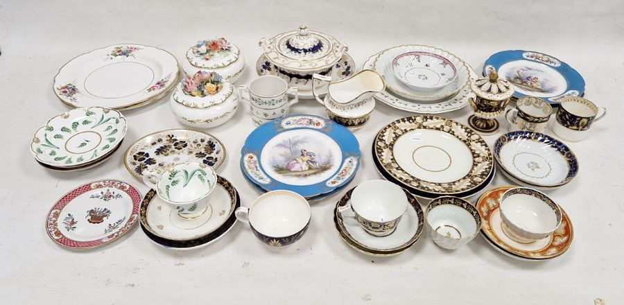 Group of English and Continental porcelain, circa 1790 and later, various printed and painted marks,