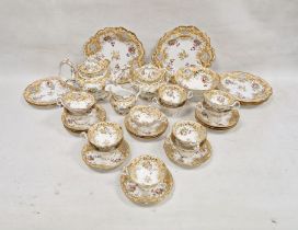 19th century English porcelain part tea service, pattern no.967, having apricot and gilded borders