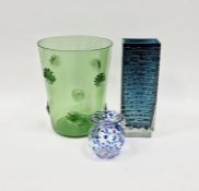 Emil Funke for Gral Glashutte, brutalist bubble glass vase in blue colourway, height 21cm, a