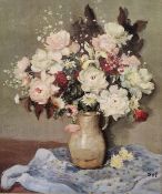 After Marcel Dyf  Colour print  Flowers in a vase, 59cm x 49cm