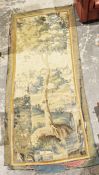 19th century wall hanging tapestry depicting a tree landscape, approximately 246cm x 108cm