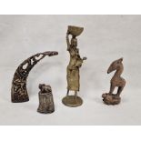 Assorted collectables to include an unusual carved wooden tribal model, possibly African,
