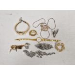 Small quantity of costume jewellery to include an Accurist lady's quartz wristwatch, a Seiko