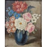 Kugler  Pair oils on board Vases of flowers, signed, 14cm x 11cm