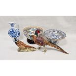 Beswick pottery model of a pheasant, with impressed model no 1225, 23cm long an Italian resin