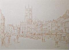 A Victor Coverley-Price (1901-1988) Pencil and wash sketch drawing for a watercolour Cirencester
