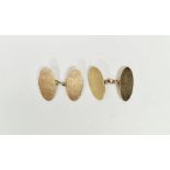 Pair of 9ct gold oval plain cufflinks, 10g approx. Condition ReportOverall good condition. Light