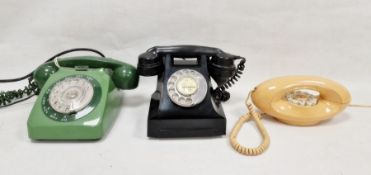 Three vintage telephones including a black cased example (3)