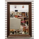 Large rectangular wall mirror, with bevelled edge, 69cm by 100cm, together with a gilt framed wall