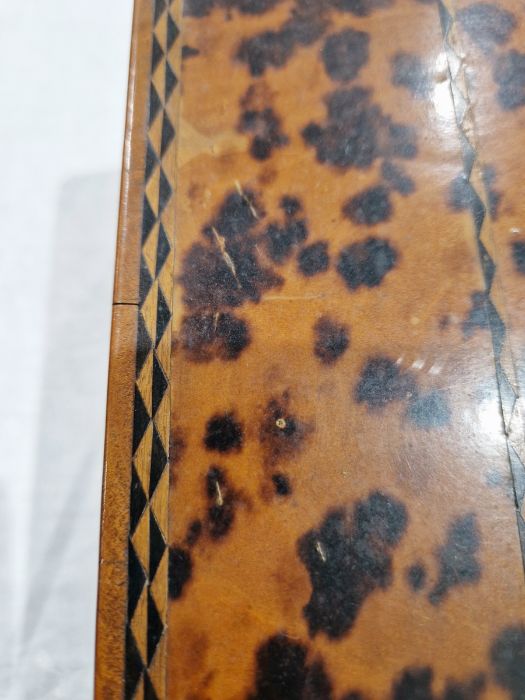 Early 20th century tortoiseshell veneer wooden box, of rectangular form, with inlaid marquetry - Image 3 of 18