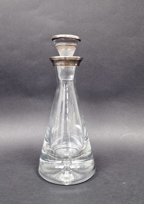 Early 21st century silver-mounted and glass decanter, Birmingham 2005, maker W I Baldway & Co, 24.