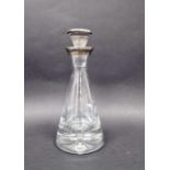 Early 21st century silver-mounted and glass decanter, Birmingham 2005, maker W I Baldway & Co, 24.