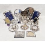 Large quantity of EPNS to include photograph frames, two-handled ice bucket, card trays, toast rack,