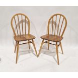 Pair of Ercol elm stickback chairs (2)