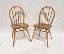Pair of Ercol elm stickback chairs (2)