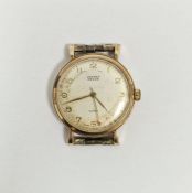 9ct gold cased Vertex Revue Gentleman's wristwatch, the circular dial having gilt Arabic numeral