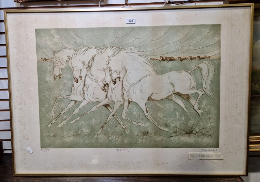 Paul De Chabot  Etching and aquatint "Wyoming", no.46/99, signed in pencil to the mount, 62cm x 89cm - Image 2 of 4